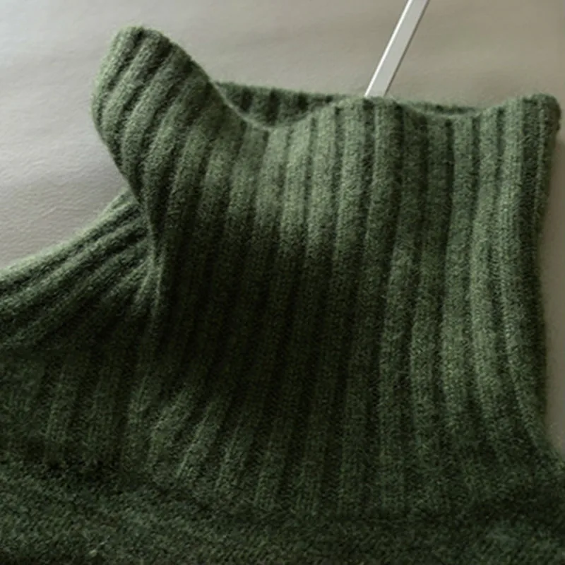 Cashmere sweater women turtleneck sweater knitted wool pullover long loose thick warm sweater fashion casual women's sweater - Image 5