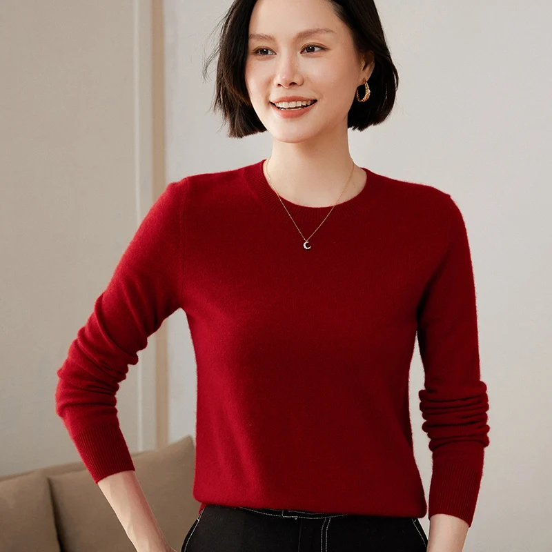 100% Pure Goat Cashmere Knitted Pullovers Hot Sale O-Neck Sweaters Women Soft High Quality Ladies Jumpers Clothes - Image 2