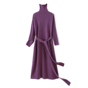 Women's wool sweater 100% pure wool women's dress 2024 autumn and winter new high neck long sweater slim knit bottom sweater