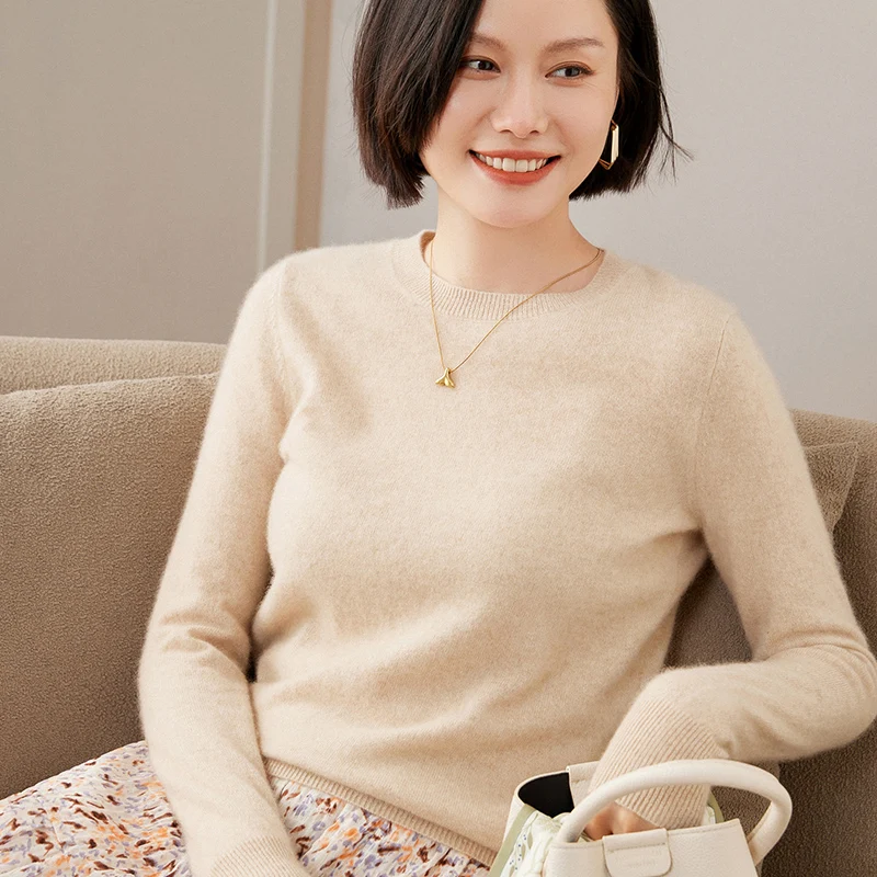 100% Pure Goat Cashmere Knitted Pullovers Hot Sale O-Neck Sweaters Women Soft High Quality Ladies Jumpers Clothes - Image 6