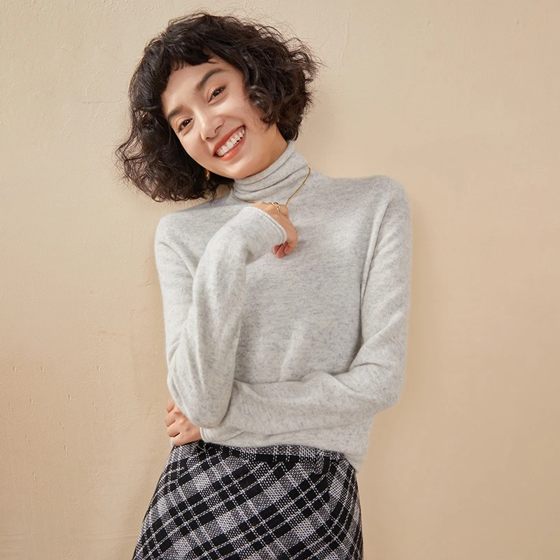 New Women's Cashmere Sweater 100% Pure Cashmere Knitted High Collar Hoodie Hot Selling Soft Solid Color Women's Top - Image 2