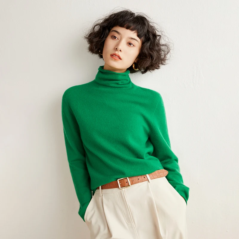 New Women's Cashmere Sweater 100% Pure Cashmere Knitted High Collar Hoodie Hot Selling Soft Solid Color Women's Top - Image 6