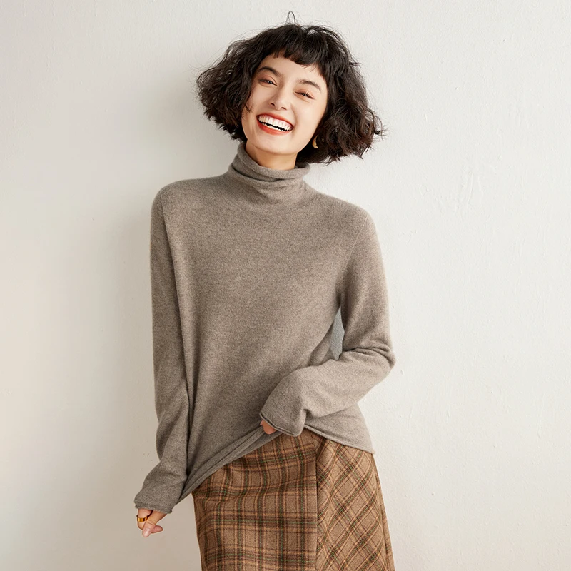 New Women's Cashmere Sweater 100% Pure Cashmere Knitted High Collar Hoodie Hot Selling Soft Solid Color Women's Top - Image 5